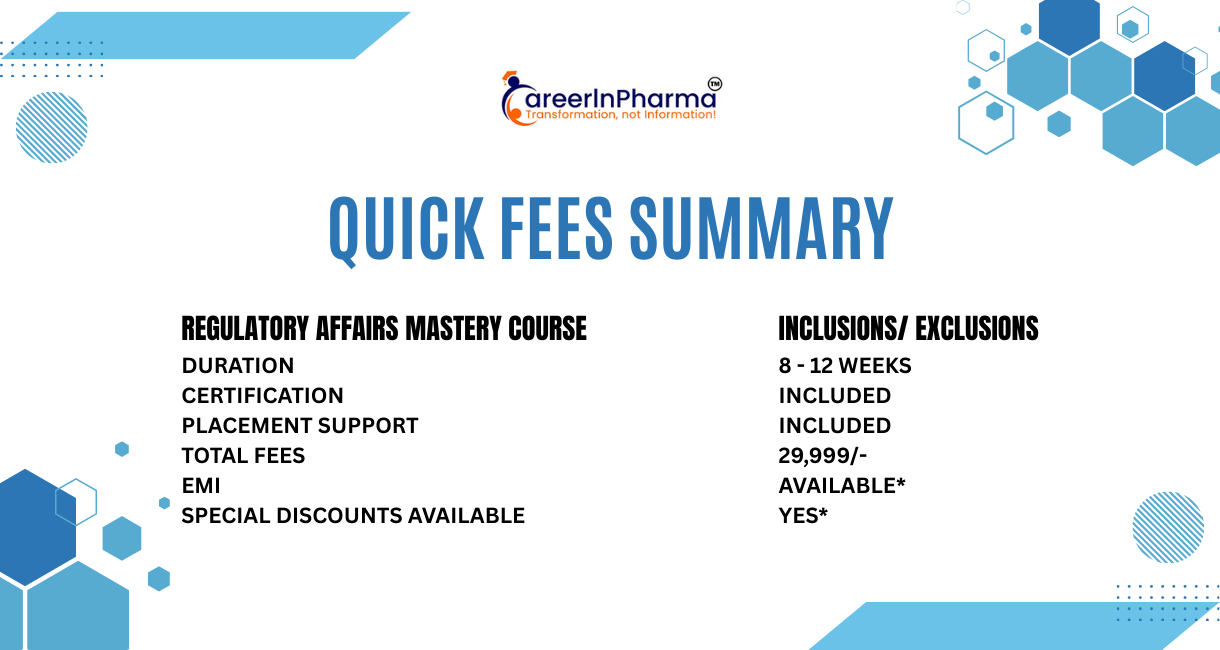 Regularity Course Regulatory Affairs Course Fees in India 2026 | CareerInPharma